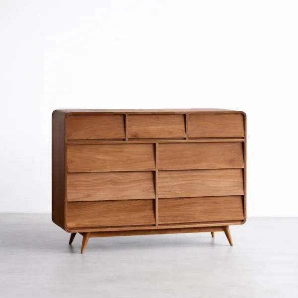 teak wood chest of drawers by INTERIORZE with 9 drawer storage
