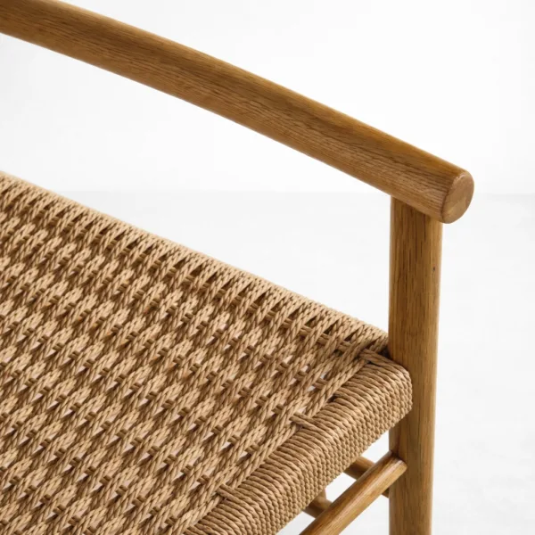 INTERIORZE Arlen teakwood woven arm chair with natural handwoven seat and solid wooden frame