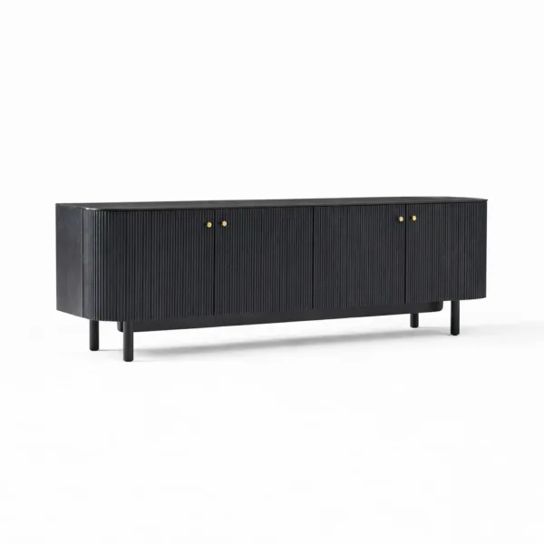Noir Curve teak wood media console by INTERIORZE