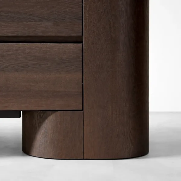 Curved Side Teak Wood 6 Drawer Dresser