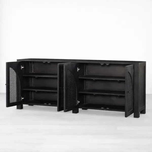 Noir Arch Cane Teak Wood Sideboard by INTERIORZE