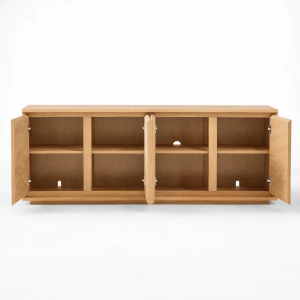 Panel Line ash wood media console by INTERIORZE