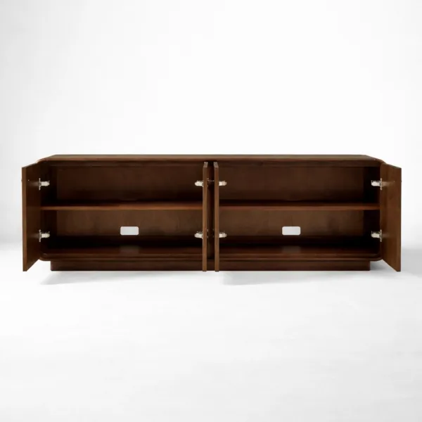 Arc Curve Teak Wood Media Console by INTERIORZE