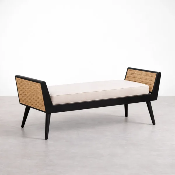 INTERIORZE Noir Cane End Teak Wood Bench