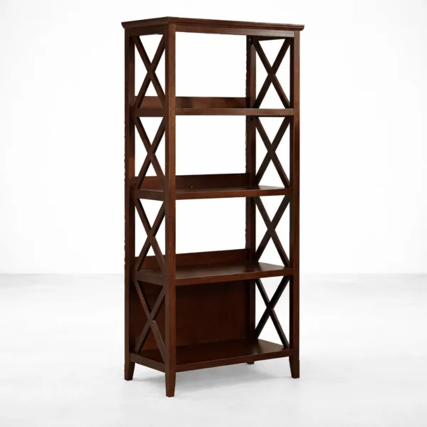 Open Teak Wood Showcase Cabinet