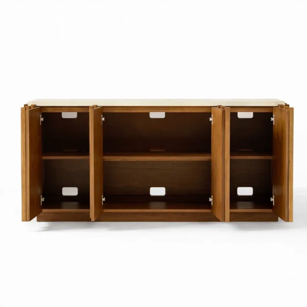 Crest Panel teak wood media console by INTERIORZE