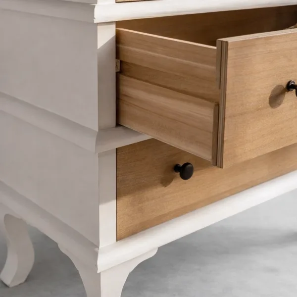 White and Ash Wood Glass Door Showcase Cabinet