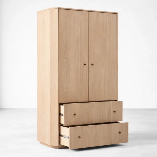 INTERIORZE Elio Natural Ash Wood Wardrobe Cabinet