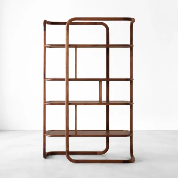 Curved Teak Wood Showcase Cabinet