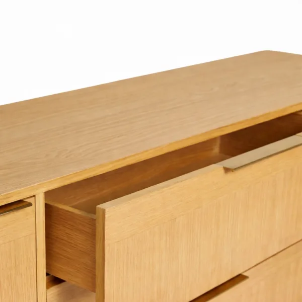 Linear Brass Teak Wood Sideboard by INTERIORZE