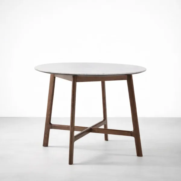 INTERIORZE Siena marble top round dining table with wooden base