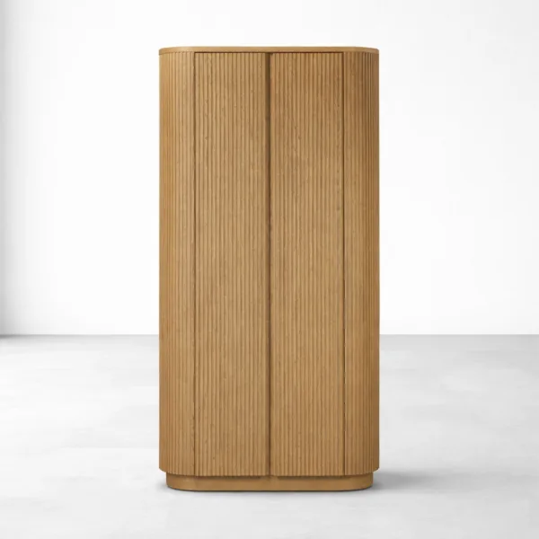 INTERIORZE Halo Fluted Ash Wood Wardrobe