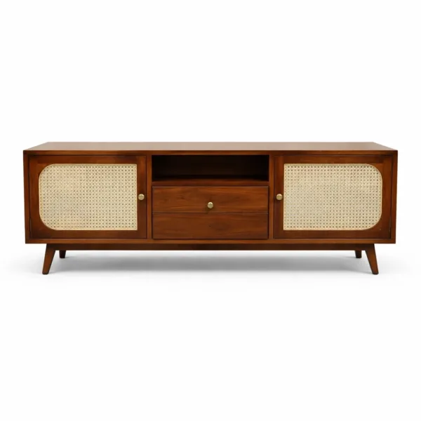 Arco Cane teak wood media console by INTERIORZE