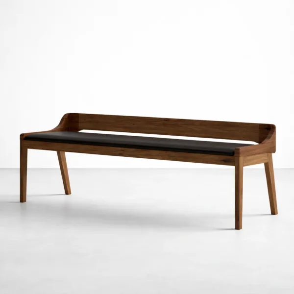 INTERIORZE Rail Upholstered Teak Wood Bench