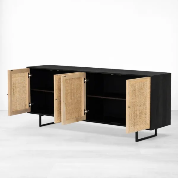 Noir Cane Teak Wood Sideboard by INTERIORZE