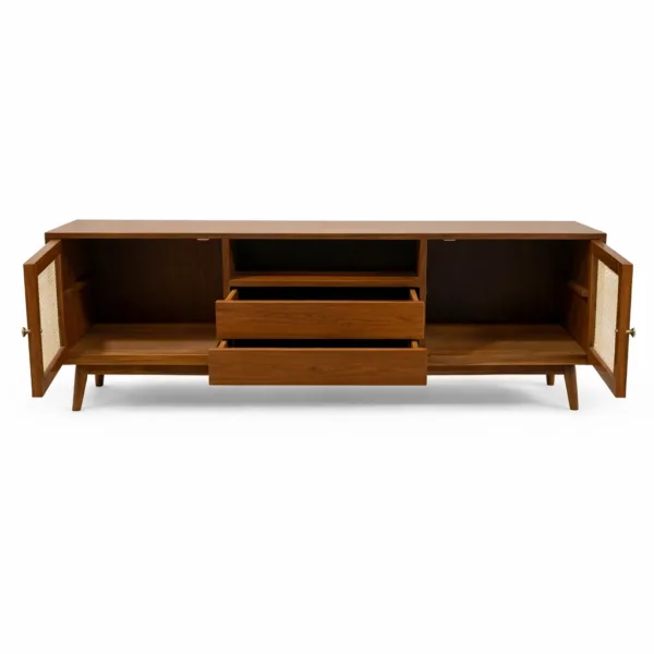 Arco Cane teak wood media console by INTERIORZE