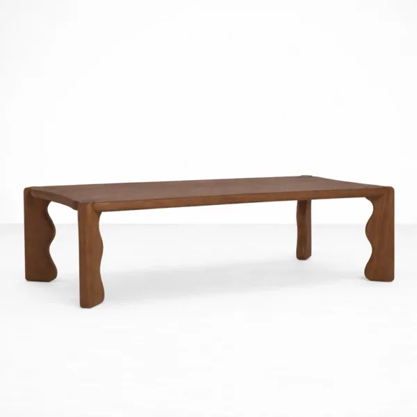 INTERIORZE Wavren sculpted teakwood centre table with artistic carved legs