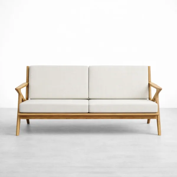 ivory ash wood upholstered bench