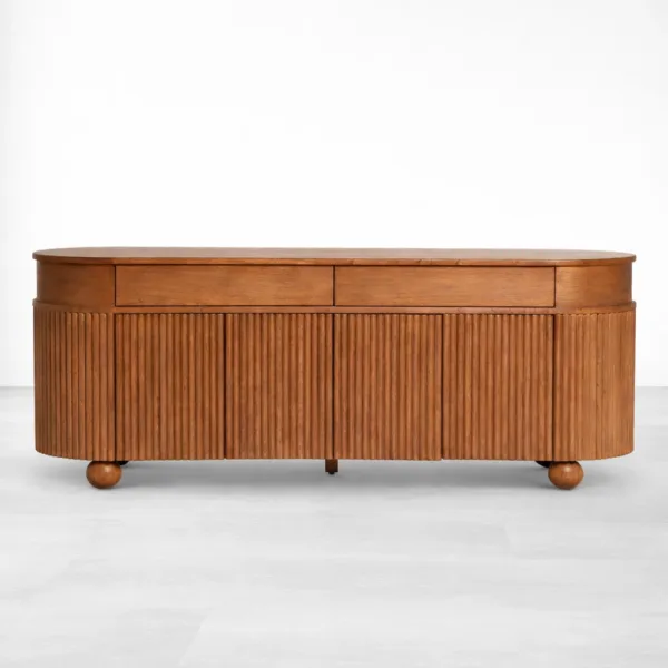 Arc Fluted Teak Wood Sideboard by INTERIORZE