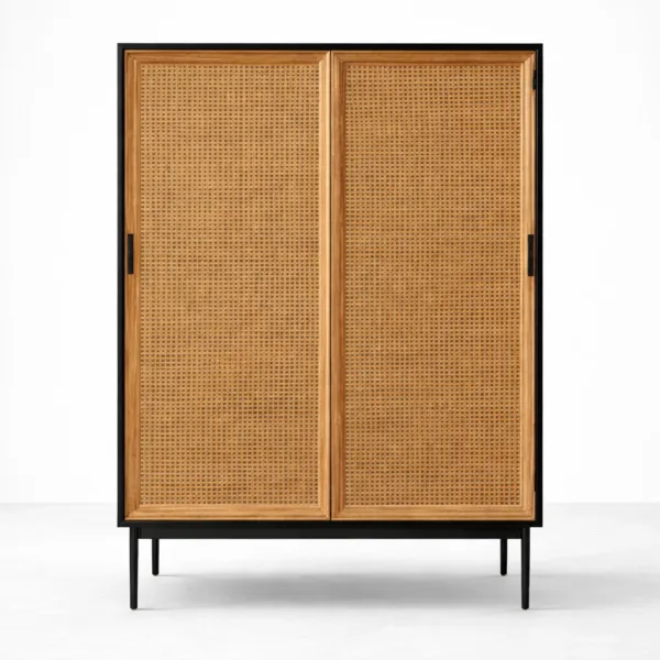 INTERIORZE Noir Black Cane Wardrobe