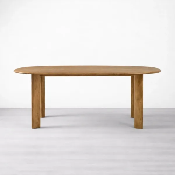 INTERIORZE Avelon solid teakwood oval dining table in natural wood finish