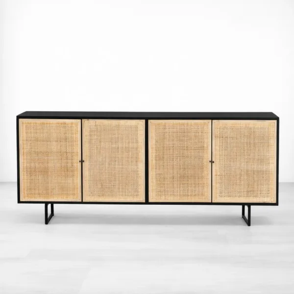 Noir Cane Teak Wood Sideboard by INTERIORZE