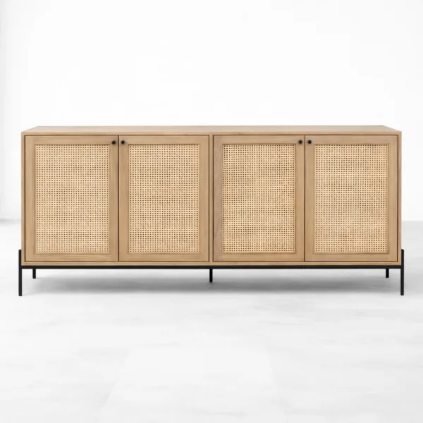 Cane Frame Ash Wood Sideboard by INTERIORZE