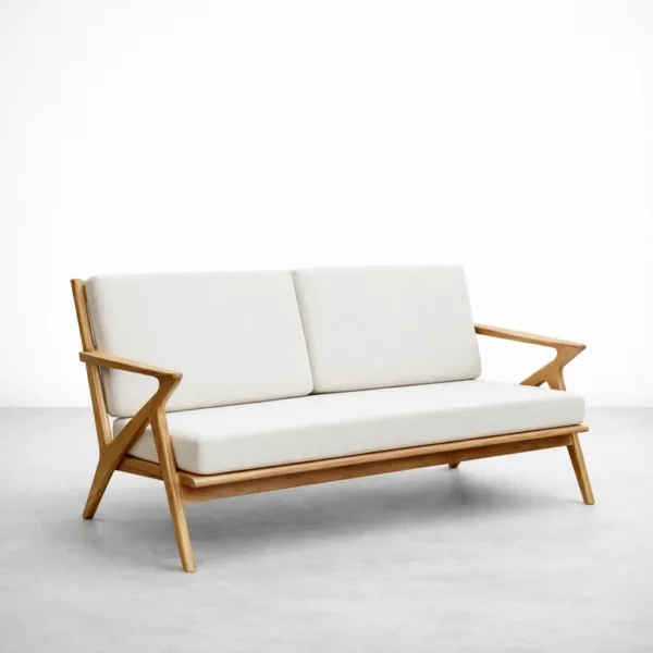 ivory ash wood upholstered bench