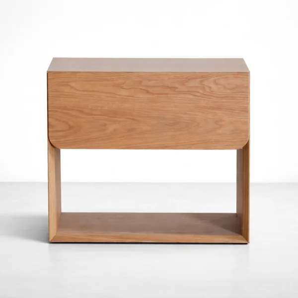 INTERIORZE Elara ashwood bedside table with floating drawer and open shelf in natural finish