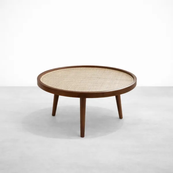 round cane weave teak wood centre table by INTERIORZE