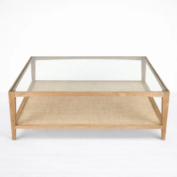 INTERIORZE ashwood glass cane centre table for modern living room