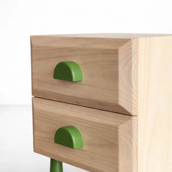 Ashwood bedside table with 2 drawers and green legs by INTERIORZE
