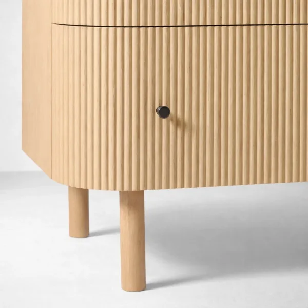 Fluted Ash Wood 3 Drawer Dresser