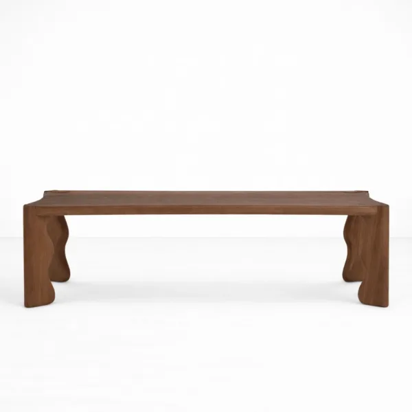 INTERIORZE Wavren sculpted teakwood centre table with artistic carved legs