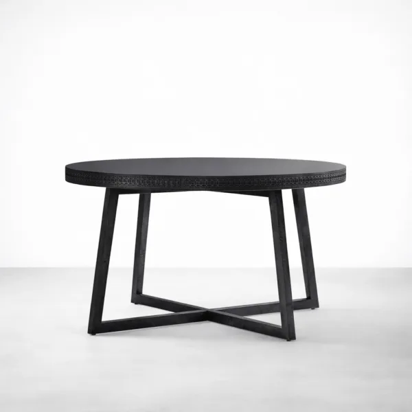 INTERIORZE Nero Crest round dining table in black finish