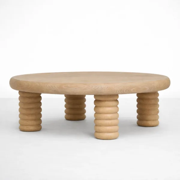 INTERIORZE ashwood ribbed round centre table for modern living room