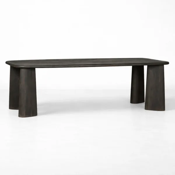 INTERIORZE Noir Arc black solid wood dining table with rounded corners