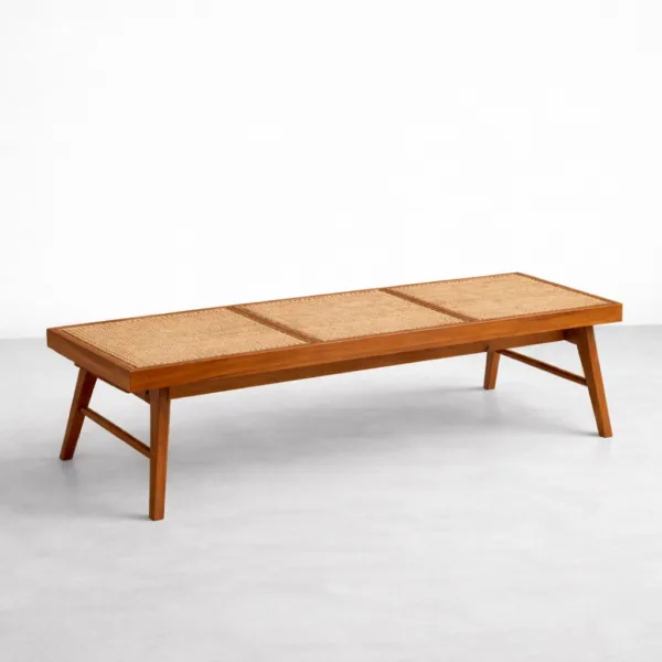 INTERIORZE Elio Woven Teak Wood Bench