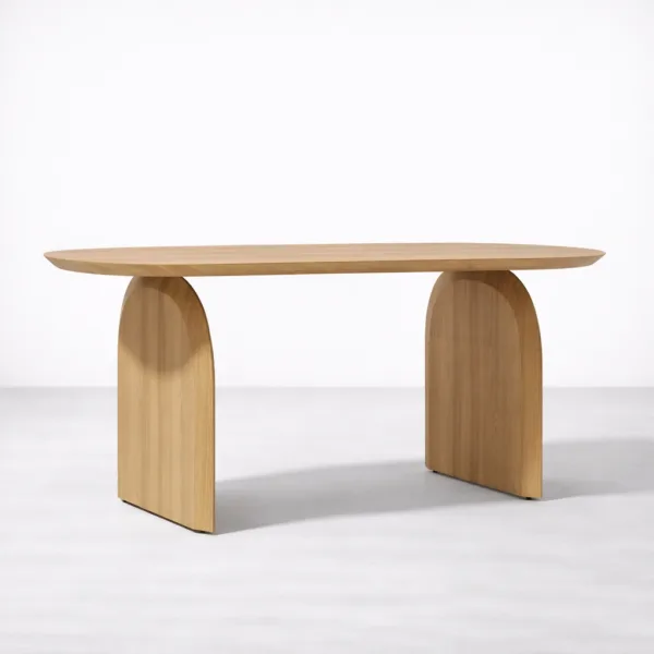 INTERIORZE Elara Arch solid wood dining table with sculptural arched base