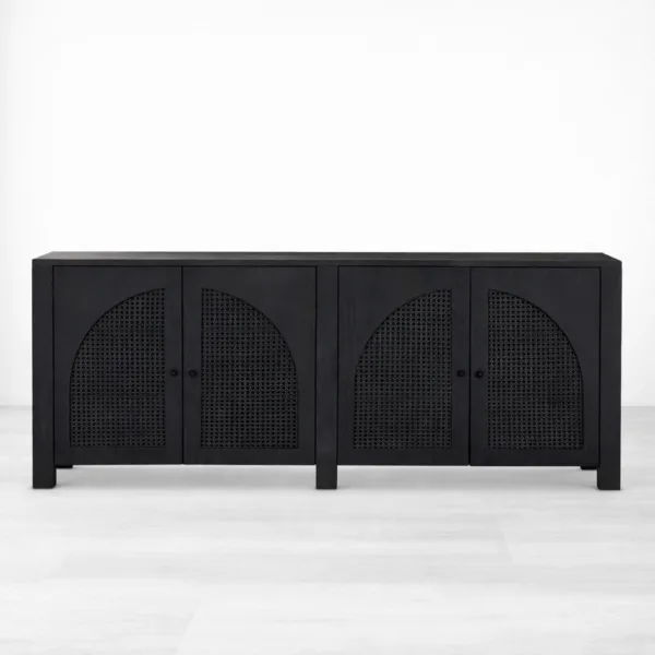 Noir Arch Cane Teak Wood Sideboard by INTERIORZE