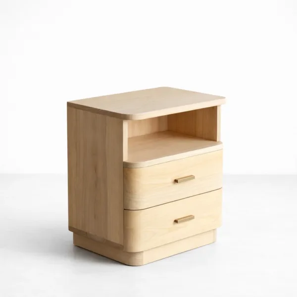Ashwood bedside table with 2 drawers and open shelf by INTERIORZE