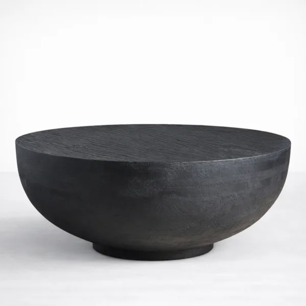 INTERIORZE black teakwood round centre table for modern living room
