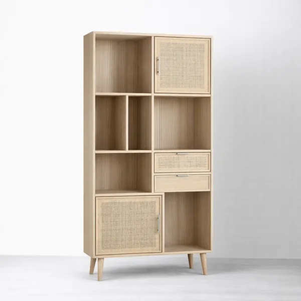 Ash Wood Cane Showcase Cabinet