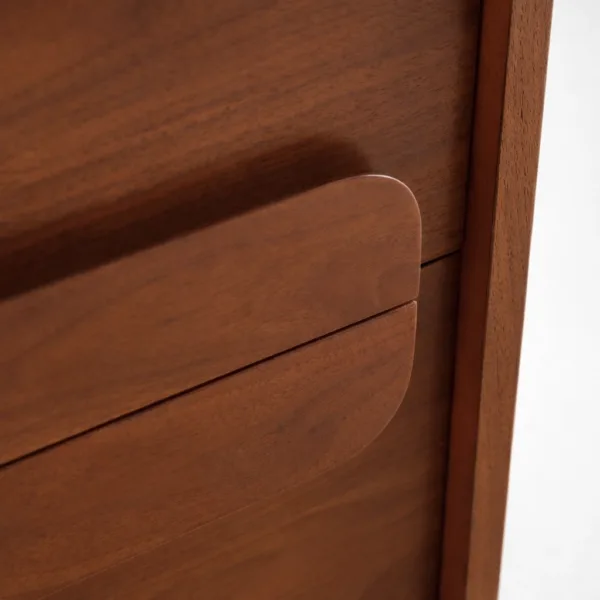 INTERIORZE teakwood bedside table with 2 drawers and metal legs