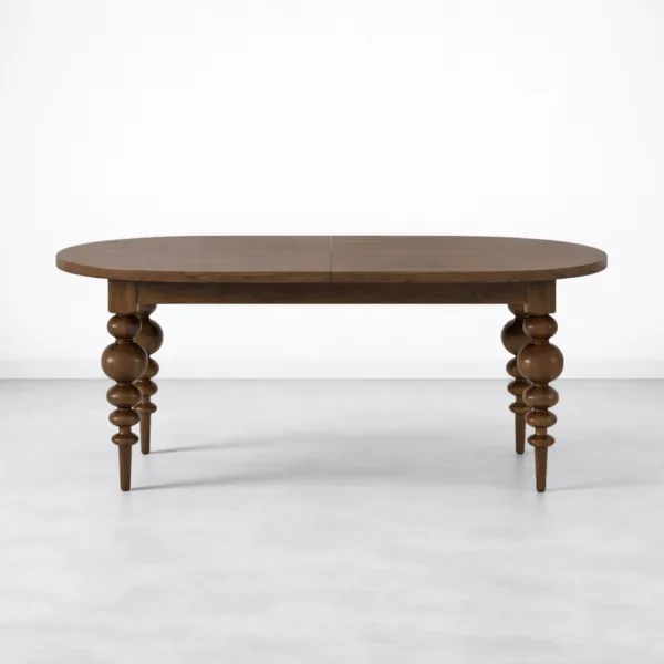 INTERIORZE Verona extendable solid wood dining table with turned legs