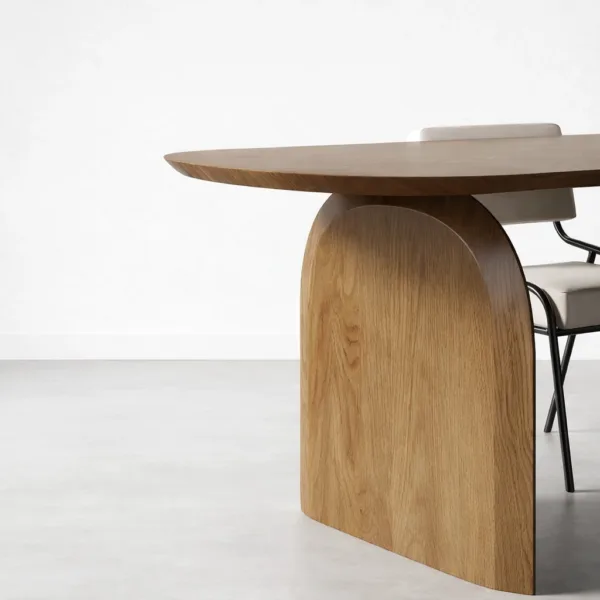 End view of INTERIORZE Elara Arch solid wood dining table