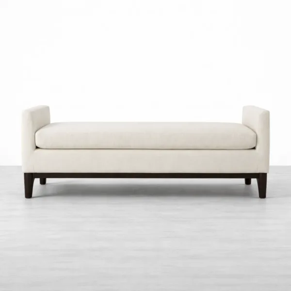 INTERIORZE Elora Cream Upholstered Teak Wood Bench