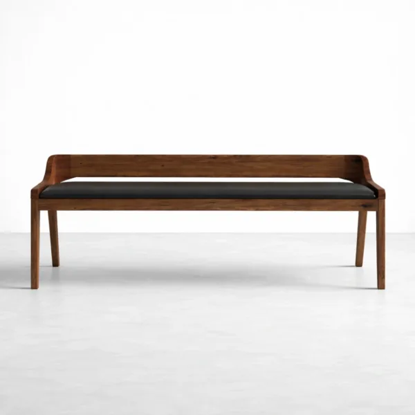 INTERIORZE Rail Upholstered Teak Wood Bench