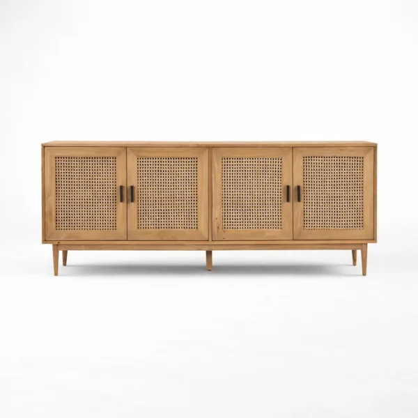 Cane Frame Ash Wood Media Console by INTERIORZE