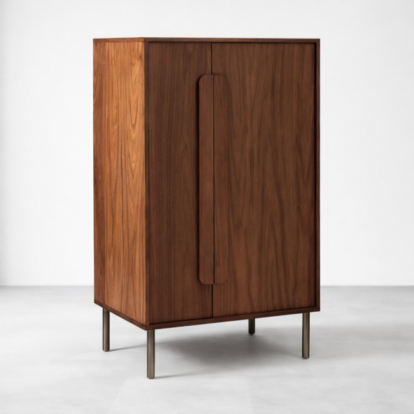 INTERIORZE Column Walnut Teak Wood Wardrobe Cabinet